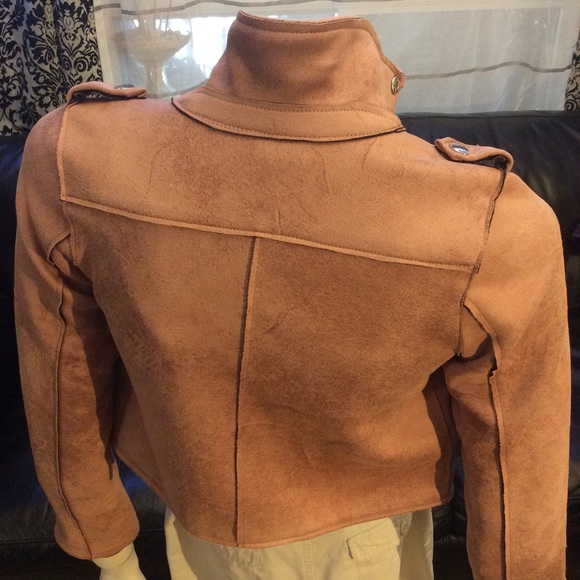 DEX faux suede asymmetrical moto crop jacket - Picture 5 of 11